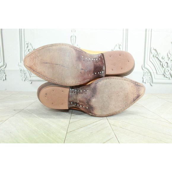 Justin Brown Leather Embroidered Cowboy Western Boots USA Made Size 9 D - Picture 9 of 9